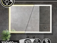 Led badkamerspiegel 100x60 cm bt-luidspreker, 1x led badkamerspiegel 100x60 cm, aquamarin - afbeelding 1 van  5