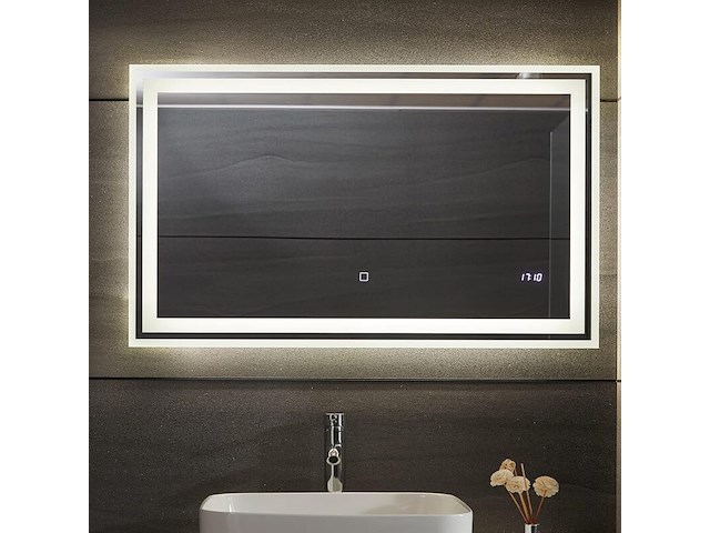 Led badkamerspiegel 100x60 cm bt-luidspreker, 1x led badkamerspiegel 100x60 cm, aquamarin - afbeelding 2 van  5