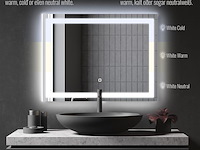 Led badkamerspiegel 90x60 cm a++ dimbaar aquamarin - afbeelding 2 van  5