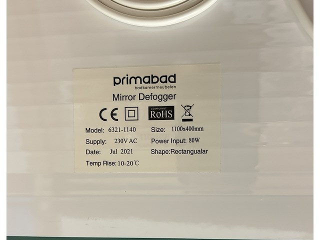 Led badkamerspiegel + verwarming, primabad - afbeelding 4 van  5