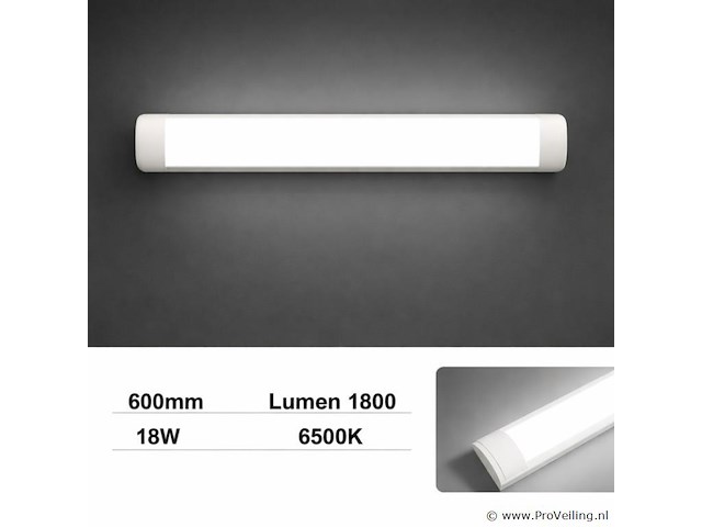 Led batten 18w – 60cm – 6500k koud wit – ip20 stofdicht – koppelbaar (x20) - afbeelding 1 van  5