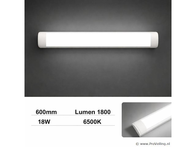 Led batten 18w – 60cm – 6500k koud wit – ip20 stofdicht – koppelbaar (x40) - afbeelding 1 van  5