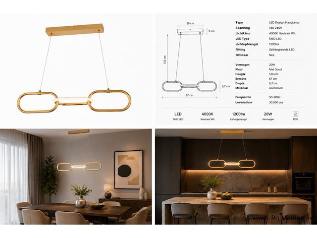 Led design hanglamp 20w – 4000k neutraal wit - rose gold – ip20 – empire-20 - afbeelding 5 van  5