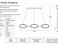 Led design hanglamp 20w – 4000k neutraal wit - zwart – ip20 – empire-20 - afbeelding 4 van  5