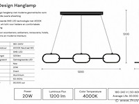 Led design hanglamp 36w – 4000k neutraal wit - zwart – ip20 – empire-36 - afbeelding 4 van  5