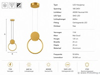 Led hanglamp 11w – 4000k neutraal wit - goud – ip20 – forever - afbeelding 4 van  5