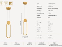 Led hanglamp 12w – 4000k neutraal wit - rose gold – ip20 – always - afbeelding 4 van  5