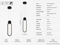 Led hanglamp 12w – 4000k neutraal wit - zwart – ip20 – always - afbeelding 4 van  5