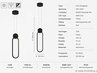 Led hanglamp 12w – 4000k neutraal wit - zwart – ip20 – always - afbeelding 4 van  5