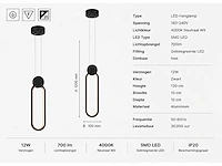 Led hanglamp 12w – 4000k neutraal wit - zwart – ip20 – always - afbeelding 4 van  5