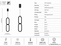 Led hanglamp 12w – 4000k neutraal wit - zwart – ip20 – santana - afbeelding 4 van  5