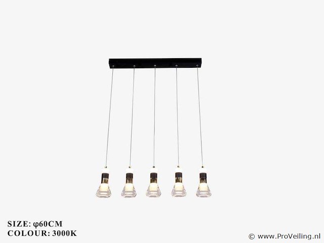 Led hanglamp – b029/5 – 3000k – warm wit – 600 mm – in hoogte verstelbaar – zilver - afbeelding 3 van  4