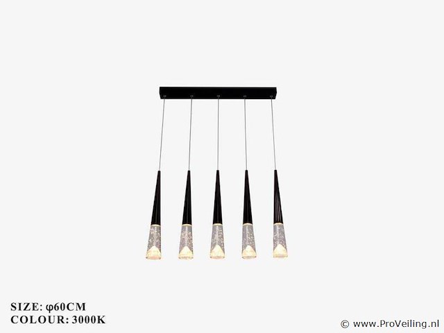 Led hanglamp – b043/5 – 3000k – warm wit – 600 mm – in hoogte verstelbaar – zilver - afbeelding 3 van  4