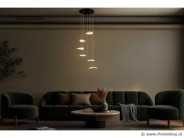 Led hanglamp – b060/6 – 3000k – warm wit – ø350 mm – in hoogte verstelbaar – zilver - afbeelding 1 van  4