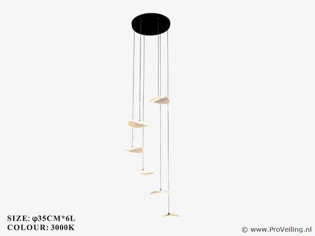 Led hanglamp – b060/6 – 3000k – warm wit – ø350 mm – in hoogte verstelbaar – zilver - afbeelding 3 van  4