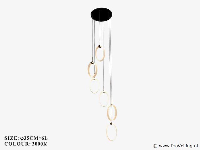Led hanglamp – b069/6 – 3000k – warm wit – ø350 mm – in hoogte verstelbaar – zilver - afbeelding 3 van  4