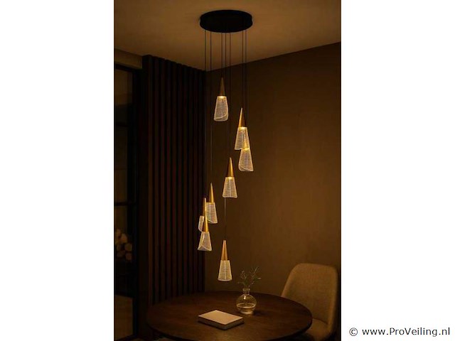 Led hanglamp – b073/8 – 3000k – warm wit – ø400 mm – in hoogte verstelbaar – zilver - afbeelding 2 van  3