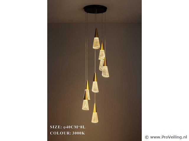 Led hanglamp – b073/8 – 3000k – warm wit – ø400 mm – in hoogte verstelbaar – zilver - afbeelding 1 van  3