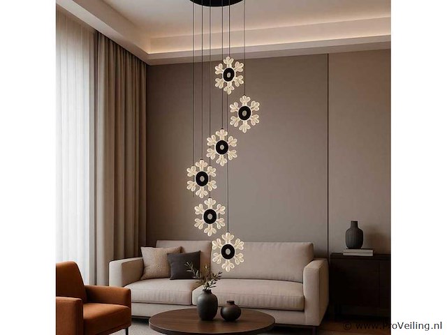 Led hanglamp – b074/6 – 3000k – warm wit – ø350 mm – in hoogte verstelbaar – zilver - afbeelding 1 van  4