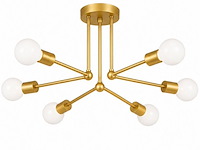 Led hanglamp max 18w – 6x e27 – goud – 600x250mm – ip20 – lorenzo-6 - afbeelding 2 van  5