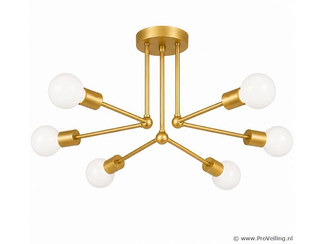 Led hanglamp max 18w – 6x e27 – goud – 600x250mm – ip20 – lorenzo-6 - afbeelding 2 van  5