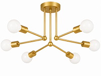 Led hanglamp max 18w – 6x e27 – goud – 600x250mm – ip20 – lorenzo-6 - afbeelding 2 van  5