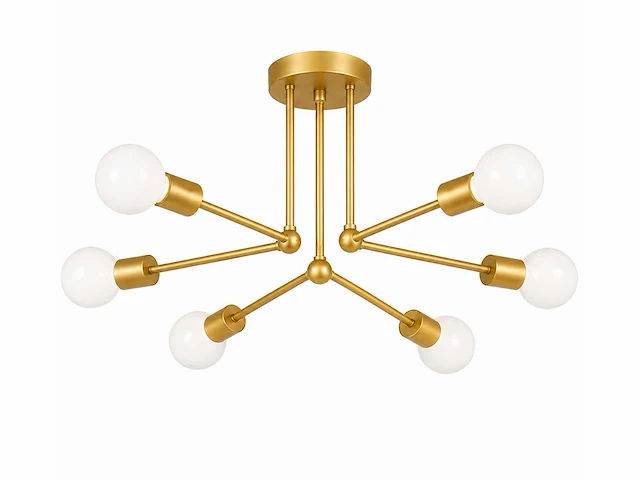 Led hanglamp max 18w – 6x e27 – goud – 600x250mm – ip20 – lorenzo-6 - afbeelding 2 van  5