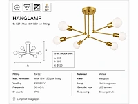 Led hanglamp max 18w – 6x e27 – goud – 600x250mm – ip20 – lorenzo-6 - afbeelding 4 van  5