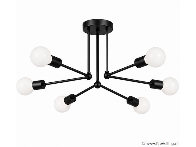 Led hanglamp max 18w – 6x e27 – zwart – 600x250mm – ip20 – lorenzo-6 - afbeelding 2 van  5