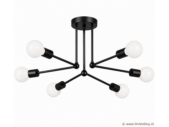 Led hanglamp max 18w – 6x e27 – zwart – 600x250mm – ip20 – lorenzo-6 - afbeelding 2 van  5