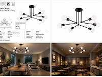 Led hanglamp max 18w – 6x e27 – zwart – 600x250mm – ip20 – lorenzo-6 - afbeelding 5 van  5