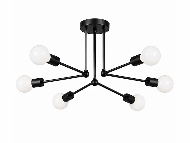 Led hanglamp max 18w – 6x e27 – zwart – 600x250mm – ip20 – lorenzo-6 - afbeelding 2 van  5