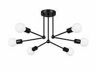 Led hanglamp max 18w – 6x e27 – zwart – 600x250mm – ip20 – lorenzo-6 - afbeelding 2 van  5
