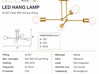 Led hanglamp max 18w – e27 – goud – 520x250mm – ip20 – lorenzo-4 - afbeelding 4 van  5