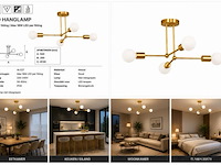 Led hanglamp max 18w – e27 – goud – 520x250mm – ip20 – lorenzo-4 - afbeelding 5 van  5