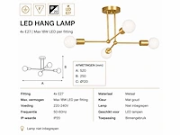 Led hanglamp max 18w – e27 – goud – 520x250mm – ip20 – lorenzo-4 - afbeelding 4 van  5