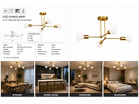 Led hanglamp max 18w – e27 – goud – 520x250mm – ip20 – lorenzo-4 - afbeelding 5 van  5