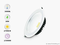 Led inbouwspot – 30w – 3000k warm wit – cob – ip20 (x10) - afbeelding 1 van  4
