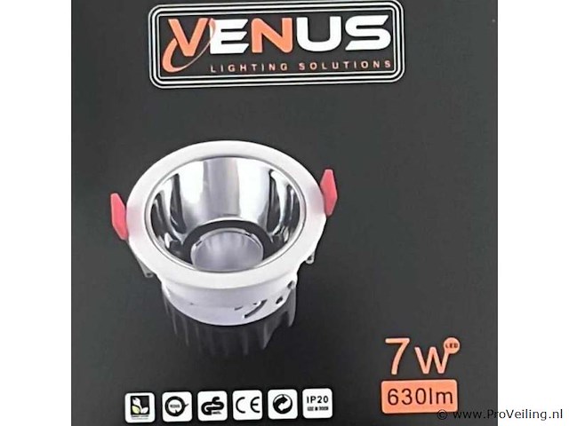 Led inbouwspot – 7w – 6500k koud wit – wit/zilver – ip20 (x100) - afbeelding 4 van  4