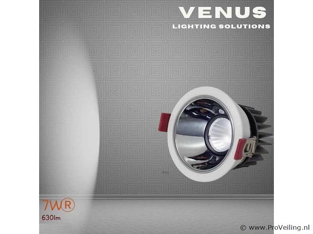 Led inbouwspot – 7w – 6500k koud wit – wit/zilver – ip20 (x100) - afbeelding 1 van  4