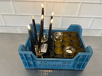 Led kaars en theelichthouders (6x) - afbeelding 1 van  3