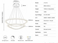 Led kroonluchter – 3 kleuren – dimbaar – p7068/2b - afbeelding 3 van  4