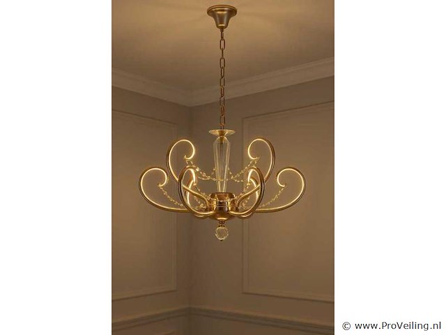 Led kroonluchter – 6016 (6+3) – goud – 9 lichten –54w – 4000k neutraal wit – aluminium - afbeelding 1 van  2