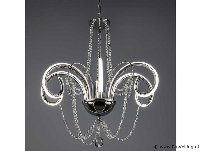 Led kroonluchter – 6017/6 – zilver – 6 lampjes – 48w – 3200k neutraal wit – aluminium - afbeelding 2 van  3