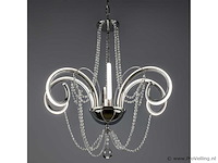 Led kroonluchter – 6017/6 – zilver – 6 lampjes – 48w – 3200k neutraal wit – aluminium - afbeelding 2 van  3