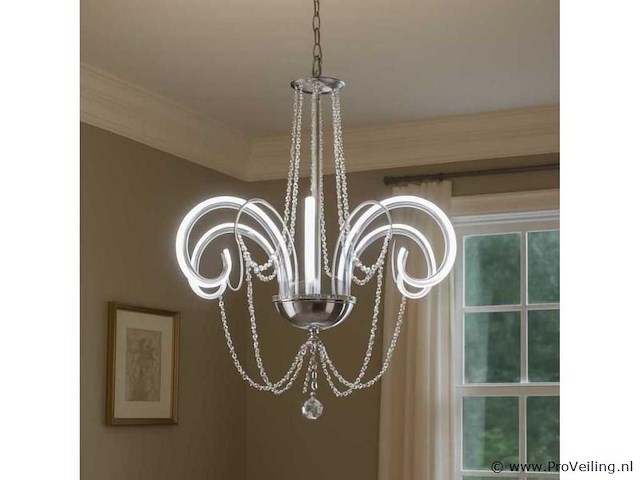 Led kroonluchter – 6017/6 – zilver – 6 lampjes – 48w – 3200k neutraal wit – aluminium - afbeelding 1 van  3