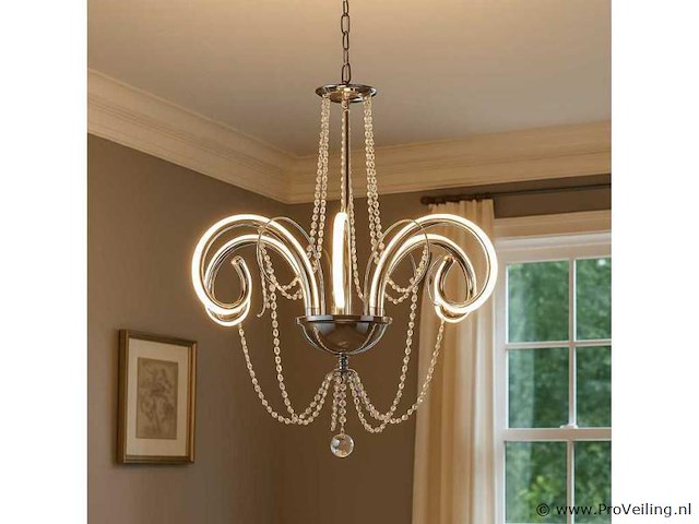 Led kroonluchter – 6017/8 – goud – 8 lichten – 64w – 4000k neutraal wit – aluminium - afbeelding 3 van  4