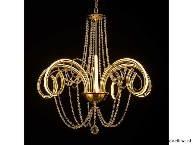 Led kroonluchter – 6017/8 – goud – 8 lichten – 64w – 4000k neutraal wit – aluminium - afbeelding 2 van  4