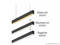 Led lineaire hanglamp zwart – 40w – 120cm – 3cct kleur licht (x4) - afbeelding 4 van  5