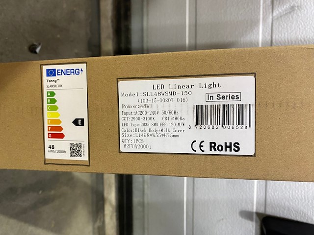 Led linear light, sll48wsmd-150, zwart, 1498x55x75mm - afbeelding 1 van  3